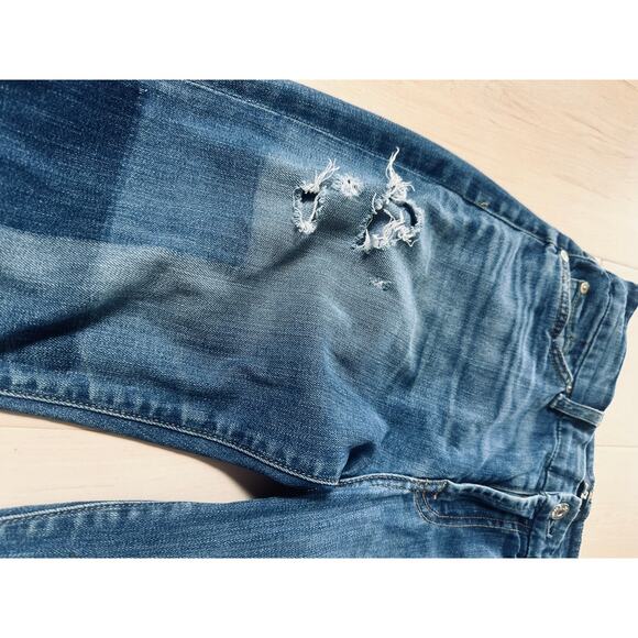 7 For All Mankind Jeans Size 27 Distressed Skinny Denim Ankle Holey - Picture 6 of 12